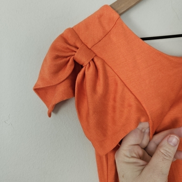 Ted Baker London orange low back bow shoulders mini dress size 0 - Picture 5 of 10